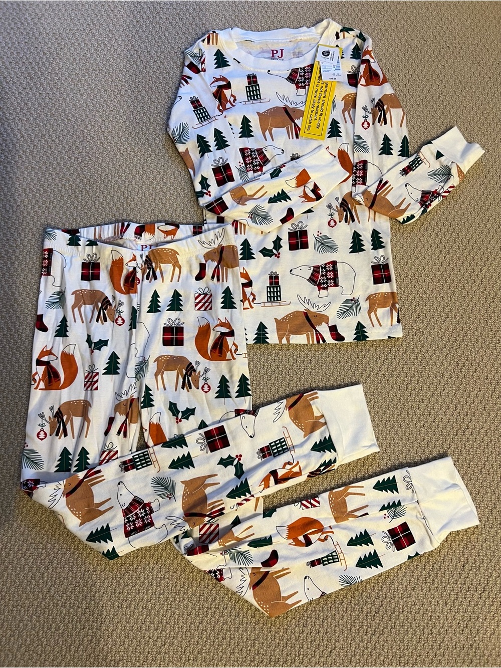 PJ Place Boys Christmas Pajamas Size 8 NWT Woodland Moose Fox Polar Bear